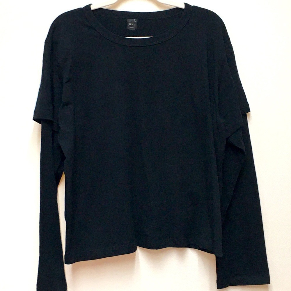 LESET Layered Long Sleeve T-Shirt XL Black Minimalist Streetwear Basic Casual